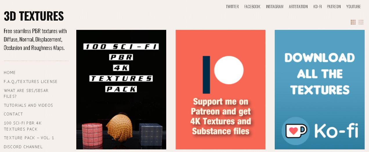 1200以上のPBRテクススチャが無料ダウンロード可能な「3D TEXTURES 」